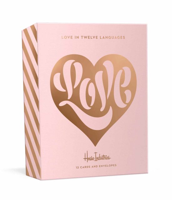 12 Foil-Stamped Note Cards with Envelopes: Love in Twelve Languages