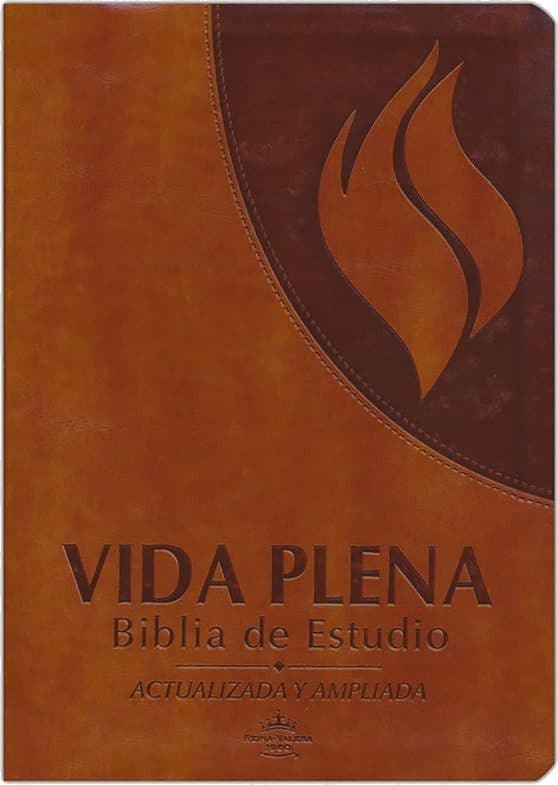 RVR 1960 Vida Plena Biblia de Estudio símil piel marrón / Fire Bible Brown Imita tion Leather