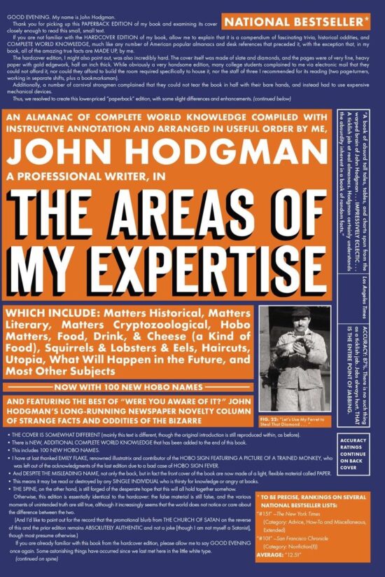 An Almanac of Complete World Knowledge Compiled with Instructive Annotation and Arranged in Useful Order: The Areas of My Expertise
