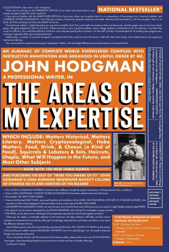 An Almanac of Complete World Knowledge Compiled with Instructive Annotation and Arranged in Useful Order: The Areas of My Expertise