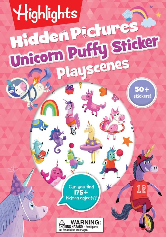 Unicorn Sticker Activity Book, 50+ Reusable Stickers, Decorate Pictures and Solve Puzzles, Sticker Book for Kids: Unicorn Hidden Pictures Puffy Sticker Playscenes