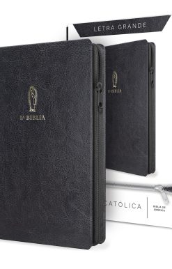 La Biblia Católica letra y tamaño grande. Símil piel negra, cremallera / Catholi c Bible in spanish Black Leathersoft with Zipper