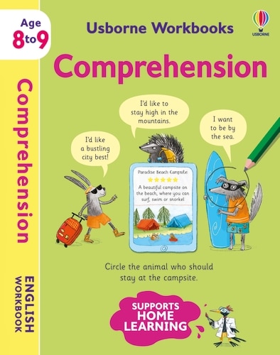 9781801313490 Usborne Workbooks Comprehension 8-9